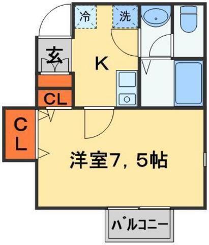 キャメル新鎌ヶ谷(1K/2階)の間取り写真