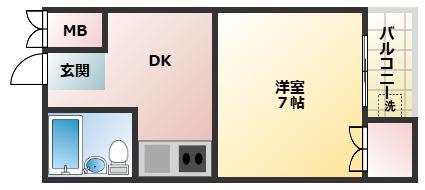 メイゾンV(1DK/4階)の間取り写真