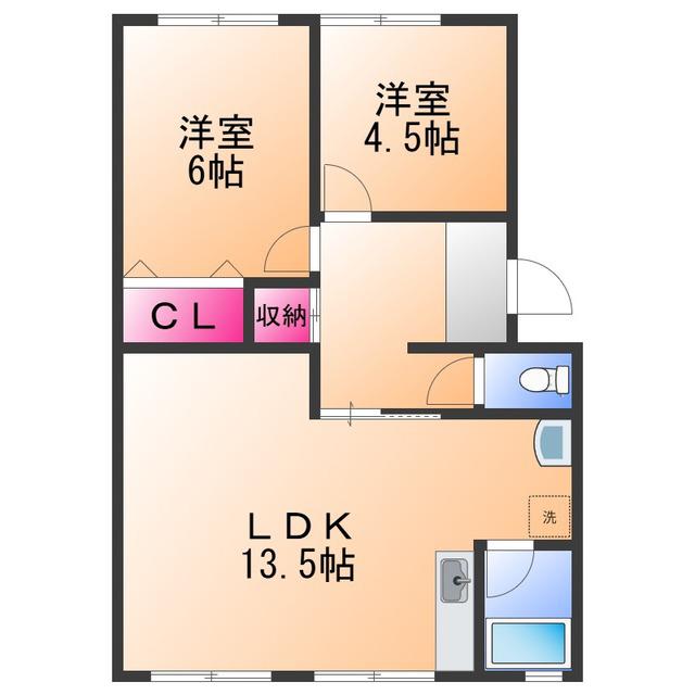 マンショントレビ(2LDK/1階)の間取り写真