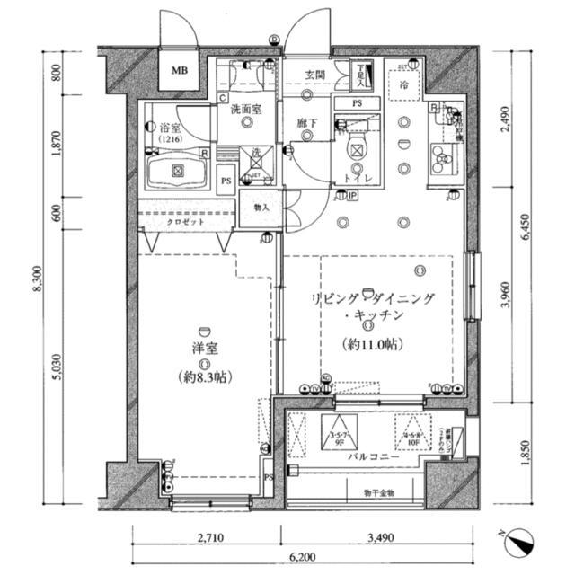 ライジングプレイス浅草参番館(1LDK/4階)の間取り写真