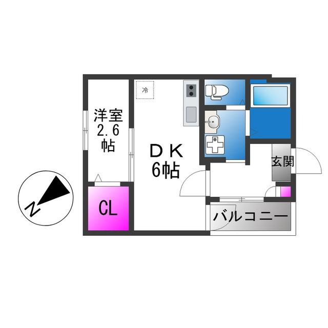 賑町シーエム・ディス(1DK/2階)の間取り写真