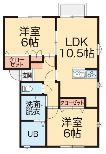 L COLLECTION横越中央A棟(2LDK/1階)の間取り写真