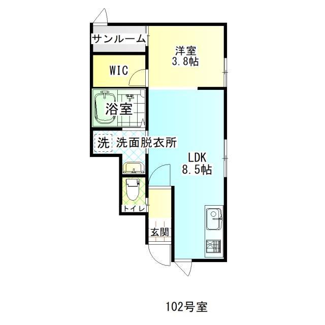 IRISH II(1LDK/1階)の間取り写真