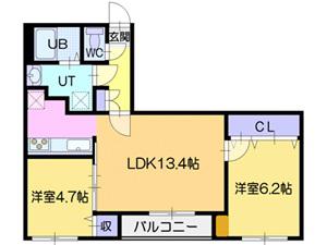 ヌーボストリアエスト(2LDK/4階)の間取り写真