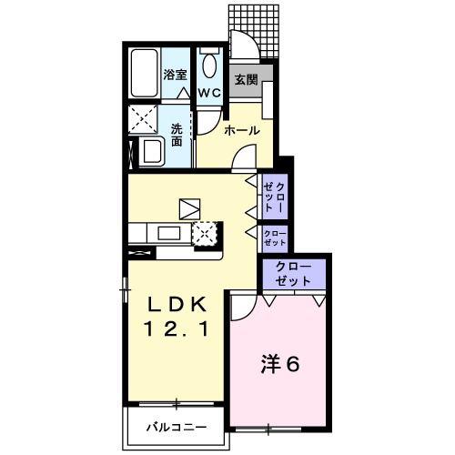 サンブライトA(1LDK/1階)の間取り写真