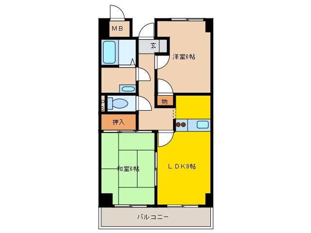 バリュー薮(2LDK/3階)の間取り写真