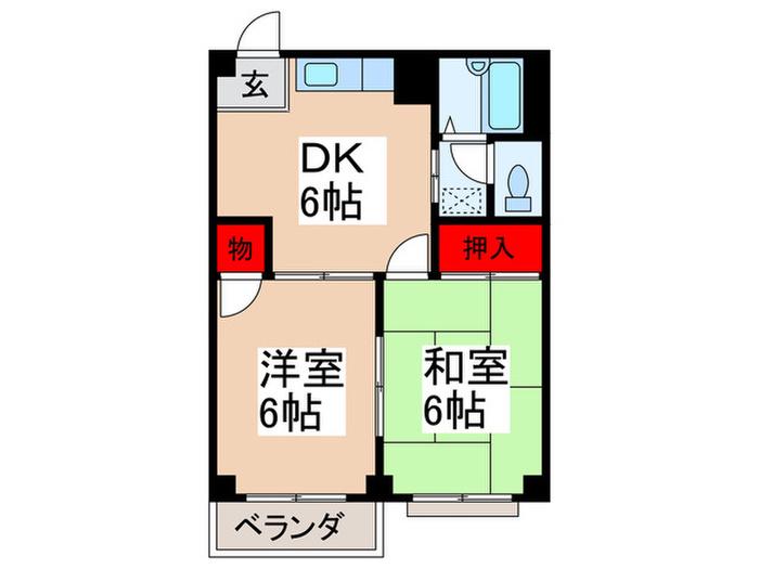 フェリスマンションII(2DK/2階)の間取り写真