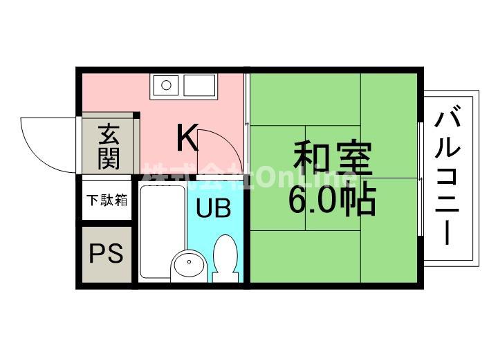 ユタカハイツ(1K/2階)の間取り写真