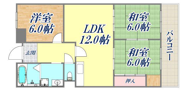 リジェール宝塚(3LDK/3階)の間取り写真