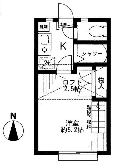 ザ・プラド横浜(1K/2階)の間取り写真