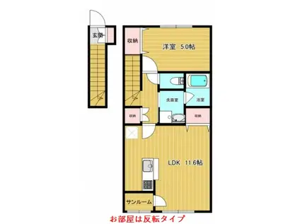 アパート おふく(1LDK/2階)の間取り写真