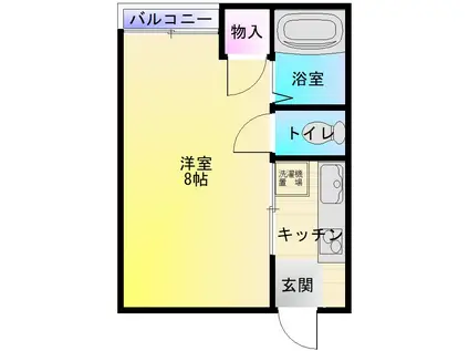 ハイツ若葉II(1K/1階)の間取り写真