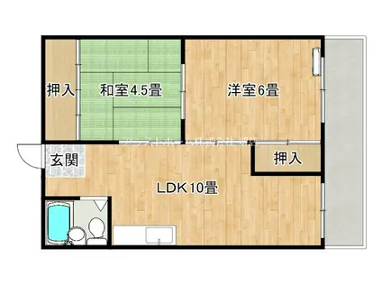 シャトー岩崎(2LDK/5階)の間取り写真