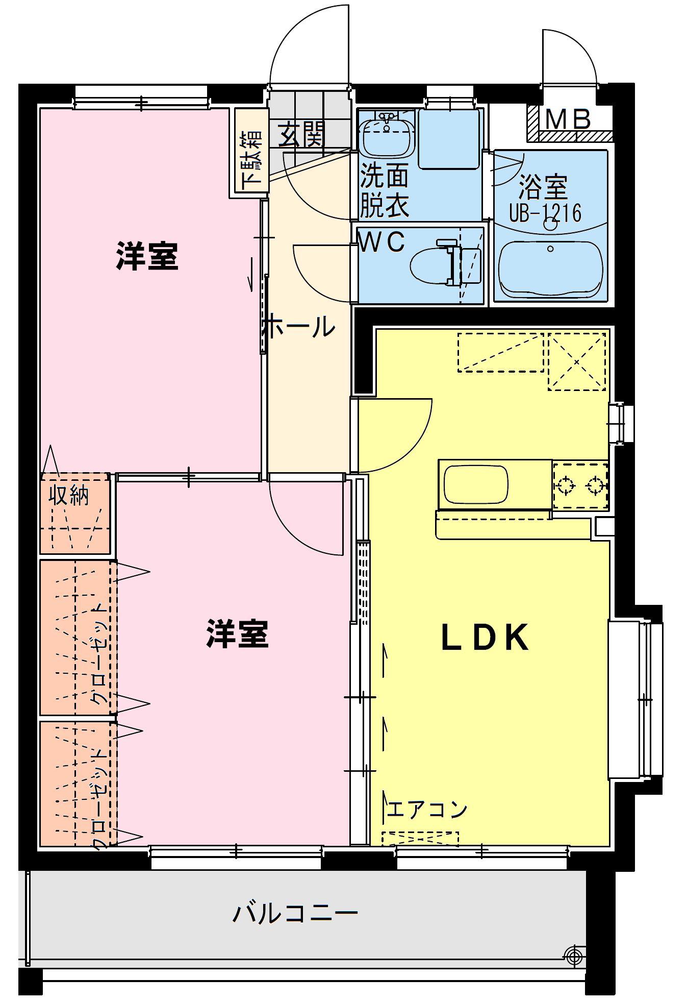ユーミービエント(2LDK/1階)の間取り写真
