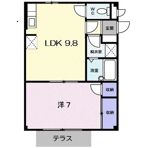 メゾンジオワイユ2(1LDK/1階)の間取り写真