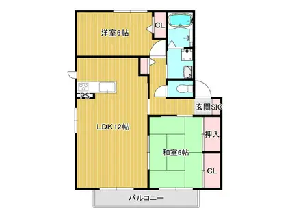 レジデンス丸山(2LDK/1階)の間取り写真
