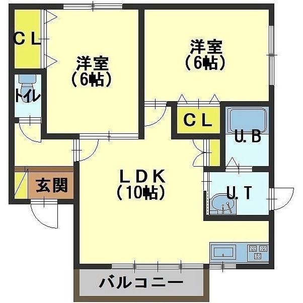 クロフォード21(2LDK/2階)の間取り写真