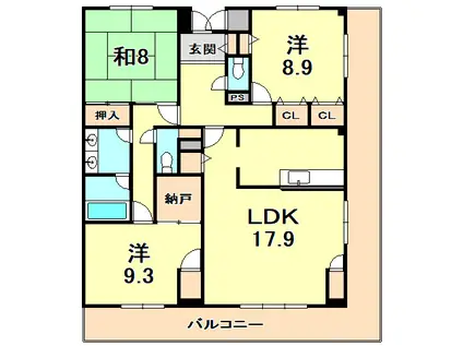グランドメゾン苦楽園(3SLDK/4階)の間取り写真