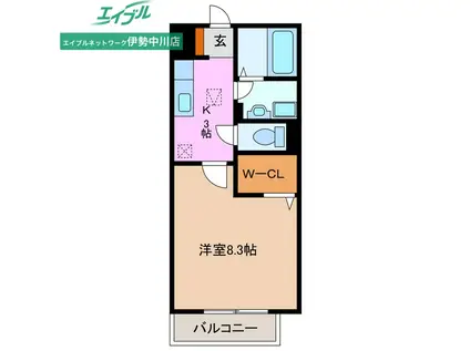 ボナンザ(1K/1階)の間取り写真