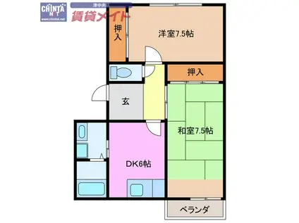 CASA DE BIENESTAR(2DK/4階)の間取り写真