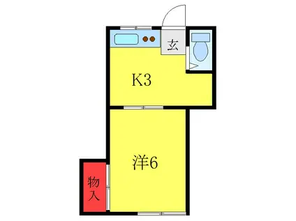 武藤荘(1K/2階)の間取り写真