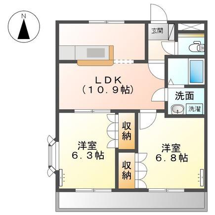 リープクレセント(2LDK/2階)の間取り写真
