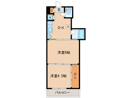 アルデール南鍛冶町(2DK/5階)の間取り写真