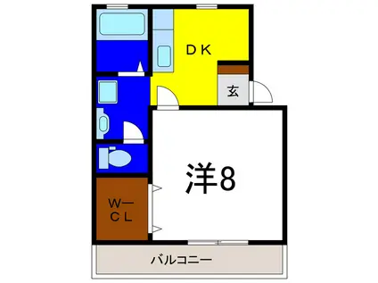 ブライトンフラットI(1DK/1階)の間取り写真