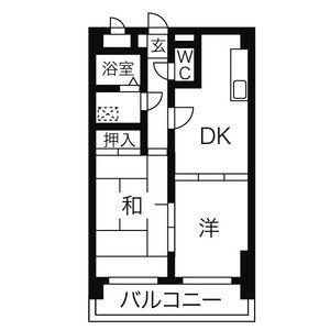 シャトー若葉(2DK/3階)の間取り写真