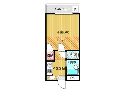 ハイツ ソリティアII(1K/2階)の間取り写真