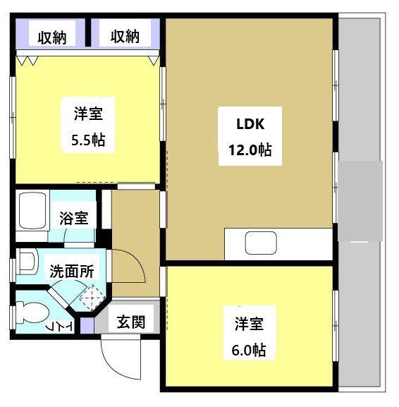 サンライズ柿澤(2LDK/2階)の間取り写真