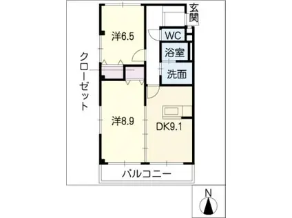 ノース シャルマン(2DK/2階)の間取り写真