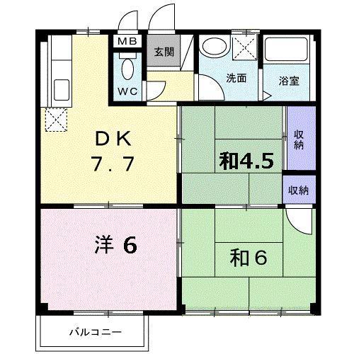 エルディム円座(3DK/2階)の間取り写真