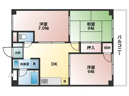 コートリヴェール(3DK/5階)の間取り写真