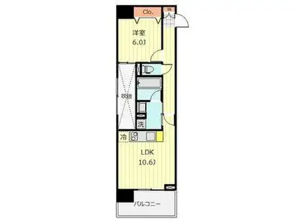 S-FORT宇都宮(1LDK/9階)の間取り写真