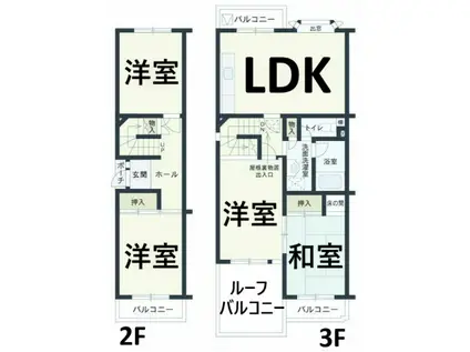 タウン上八事6号棟(4LDK/2階)の間取り写真