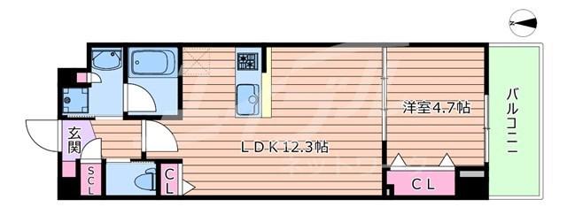 DIMUS北浜(1LDK/5階)の間取り写真