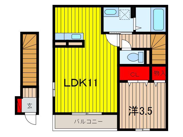 プラセール(1LDK/2階)の間取り写真