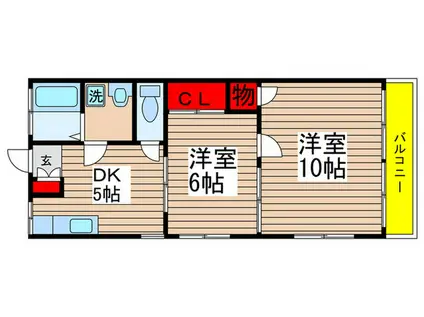 レイクハイム(2DK/2階)の間取り写真