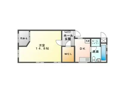 藤ヴァレイII(1DK/3階)の間取り写真