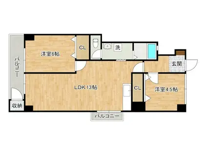 第五共立ビル(2LDK/4階)の間取り写真