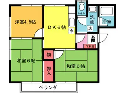 HOUSE陽ざし野I(3DK/2階)の間取り写真