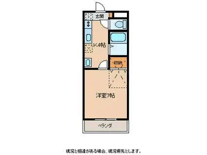 コーポあるば(1K/3階)の間取り写真