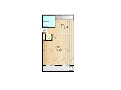 クオリア鷹匠町(1DK/1階)の間取り写真