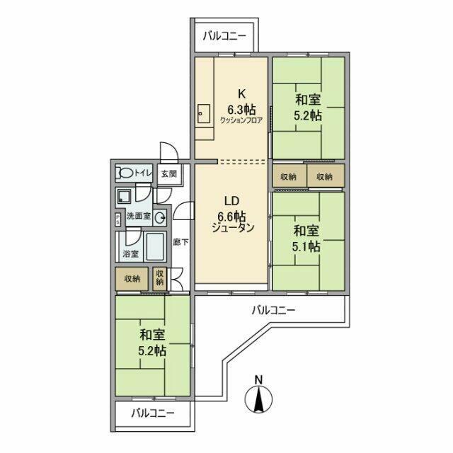 さつき25号棟(3LDK/4階)の間取り写真