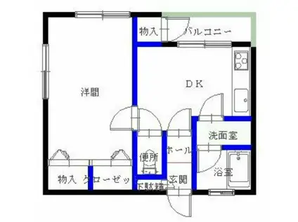 エターナルII(1K/1階)の間取り写真