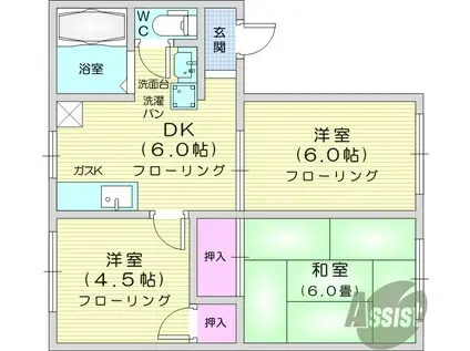 コートビレッジ N棟(3DK/2階)の間取り写真