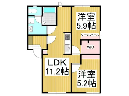 サンハイム山岡 B棟(2LDK/1階)の間取り写真