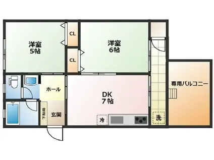 ときわビューハイツ(2DK/1階)の間取り写真