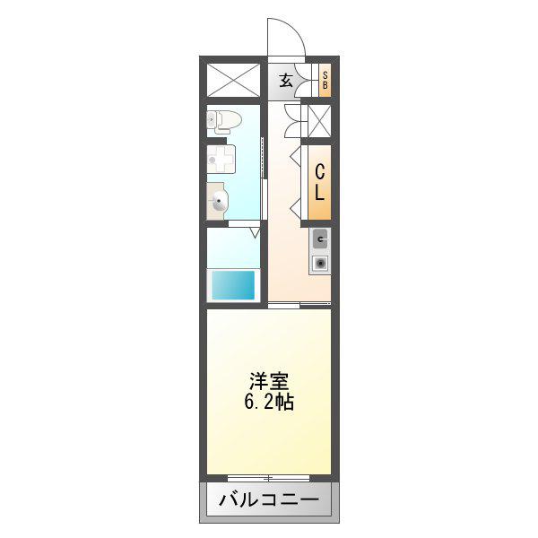 十三本町ウインズマンションII(1K/2階)の間取り写真